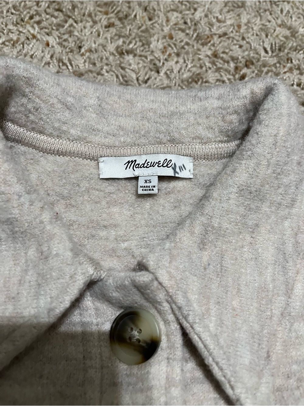 Madewell (Re)sponsible Boiled Wool Sweater Jacket in Heathered Stone XS - Picture 3 of 8